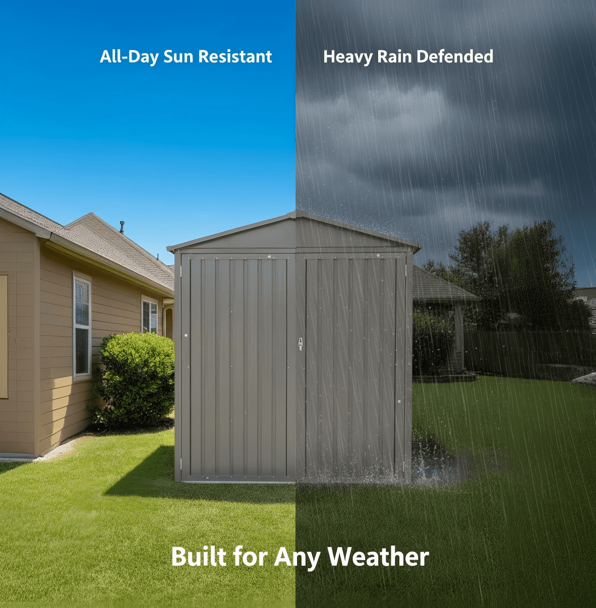 Mintazer 10×6ft Outdoor Motorcycle Storage Shed with Window, Large Garden Tool Storage Building for Backyard Lawn Patio, Gray