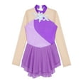 thumbnail image 3 of YEAHDOR Kids Girls Sequins Floral Decorated Patchwork Skating Dance Dress Long Sleeve Gymnastics Dress Purple 14, 3 of 6