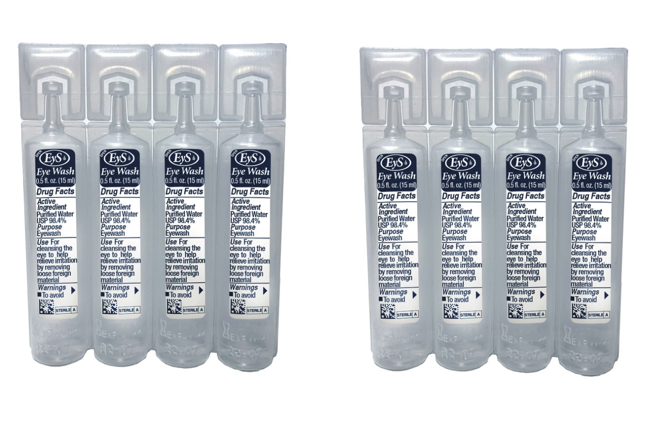 Eyes Plus SingleUse Eye Wash Two 4Packs, 1/2Ounce Each Vial (8 vials total)