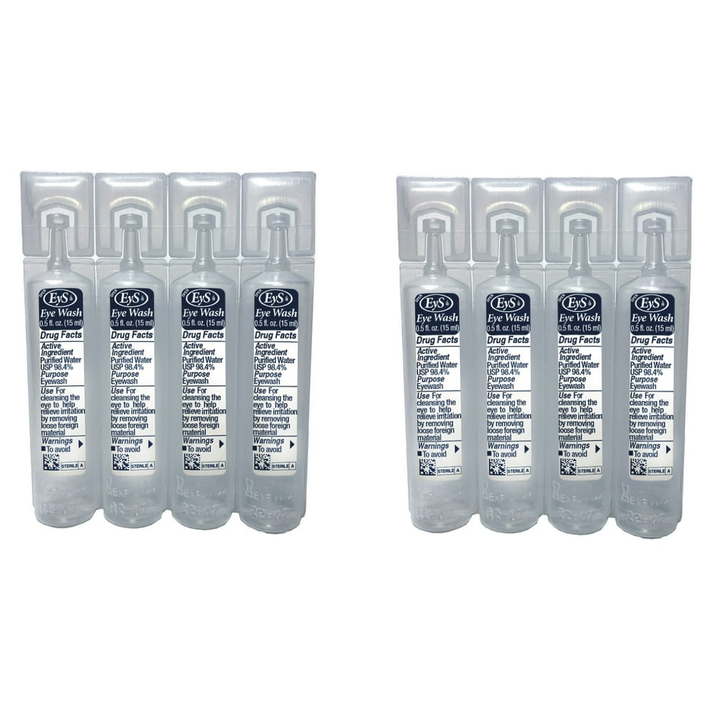 Eyes Plus SingleUse Eye Wash Two 4Packs, 1/2Ounce Each Vial (8 vials total)