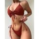 thumbnail image 5 of Conjunto de bikinis de traje de baño para mujer, parte superior de bikinis con cordón y parte inferior lateral con lazo ajustable, conjunto de trajes de baño de dos piezas, 5 of 5