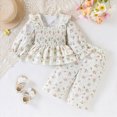 thumbnail image 2 of yboeqw Toddler Baby Girl Clothes Infant Girl Outfits 9Months-6Years Fall Ruffle Floral T-Shirt Top Pants Set Winter Clothes,Size 6-12 Months, 2 of 9