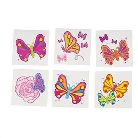 Butterfly Tattoos - 144 Piece 2 Inch Colorful Temporary Waterproof Transfer Tattoos, For Kids, Chic, Hippie, Party Favors,