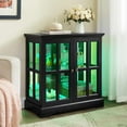 thumbnail image 5 of LED Accent Curio Cabinet with 7 Color Lights for Collectibles, 32" H Storage Cabinet with Tempered Glass Doors, Sideboard Buffet Case with Smartphone-Controlled Lights (Black), 5 of 9