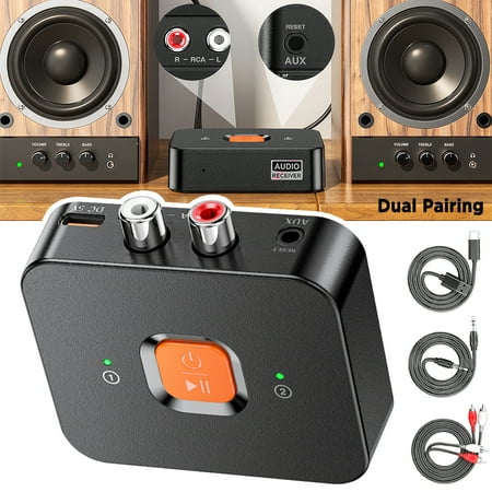 PEPWELL Long Range Bluetooth 6.0 Audio Receiver - AUX/RCA Adapter for Wired Speakers, HiFi Low Latency, Dual-Device Link, Hands-Free Calling & Plug-and-Play Home Stereo Upgrade