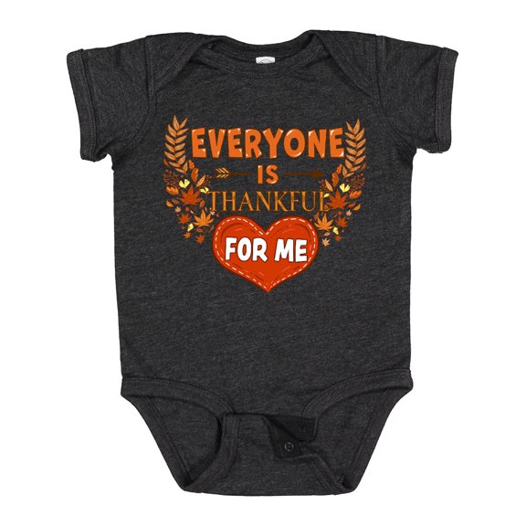 Inktastic Everyone is Thankful for Me with Heart and Leaves Boys or Girls Baby Bodysuit