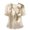 *Beige, variant on Women's Satin Ruff V Neck Puff Short Sleeve Blouse,Elegant Dressy Silky Top Beige,Women's Plus M