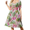 thumbnail image 1 of Vestido de manga corta con estampado floral fucsia ropa Vestido, 1 of 7