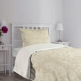 thumbnail image 3 of Ambesonne Oriental Quilted Bedspread Set 2 Pcs, Nature Inspired Art Motif, Twin Size, White and Tan, 3 of 5