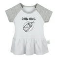 thumbnail image 5 of Pack of 2, Twins Baby Drinking Buddies Funny Dresses For Baby, Newborn Babies Skirts, Infant Princess Dress, Toddler Frocks (Gray Raglan Dresses, 6-12 Months), 5 of 5