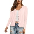 thumbnail image 3 of idosla Women's Long Sleeve V-Neck Button Down Cardigan Knit Shrugs Sweater (Red, L), 3 of 9