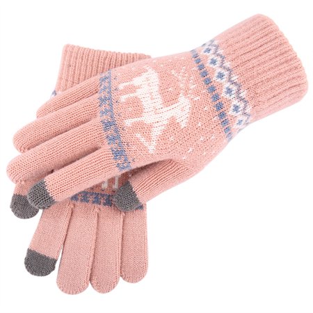 

Christmas Knitted Gloves Elk Printing Warm Mittens for Unisex