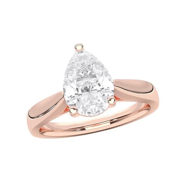 KEEVA JEWELS 1.00 Carat Pear Moissanite Solitaire Engagement Ring for Women Made in Rose Gold Plated Silver Size 5
