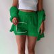 thumbnail image 4 of MKLEKYY Conjunto De Camiseta De Manga Larga Lisa Para Mujer, Pantalones Cortos Con Cordón Y Cintura Alta, Informal, Sin Mangas, 4 of 4
