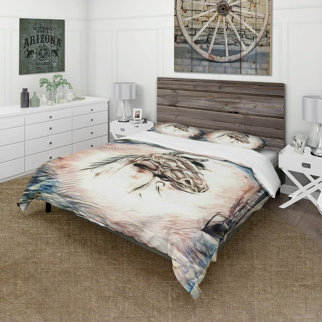 Designart 'Freehand Horse Farmhouse - Animal Duvet Cover Set