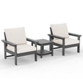 thumbnail image 3 of JUSTLET 3 Pieces HDPE Patio Furniture Set, Outdoor Patio Conversation Sets with Thick Cushion, 2 Armchair, 1 Side Table for Balcony, Backyard, Poolside, Porch, Grey Frame with Khaki Cushion, 3 of 8