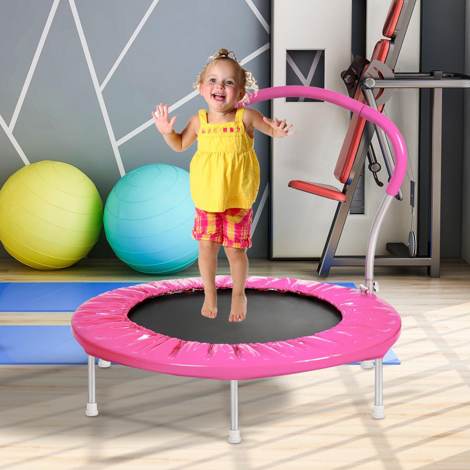 Seizeen 36'' Small Kids Trampoline, Toddler Trampoline Foldable Rebounder with Handle, Mini Trampoline for Indoor Outdoor, Gift for 3-7 Years Boys and Girls - image 2 of 9