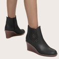 thumbnail image 1 of Zapatos huecos de cuña para mujer, botines femeninos Retro puntiagudos de Color sólido informales de tacón alto Wmkox8yii sa3010, 1 of 6