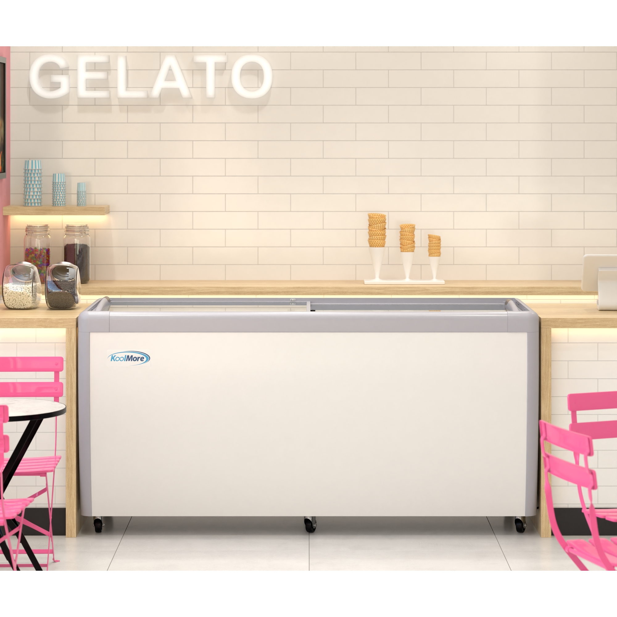70 in. Gelato Dipping Cabinet Display Freezer with Sliding Glass Door, 20 cu. ft. KM-GDC-71SD