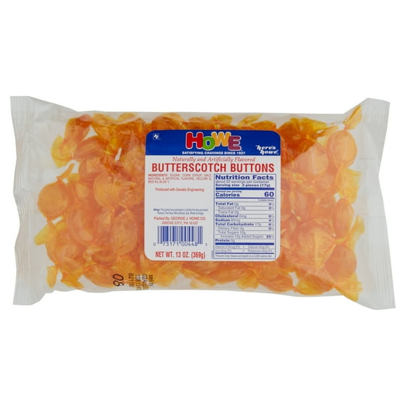 Howe Butterscotch Buttons Hard Candy, 13 oz, Bag