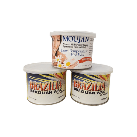 2 BRAZILIA – Brazilian Wax and 1 MOUJAN Low Temperature Hot Wax For Professionals (14 oz. each)