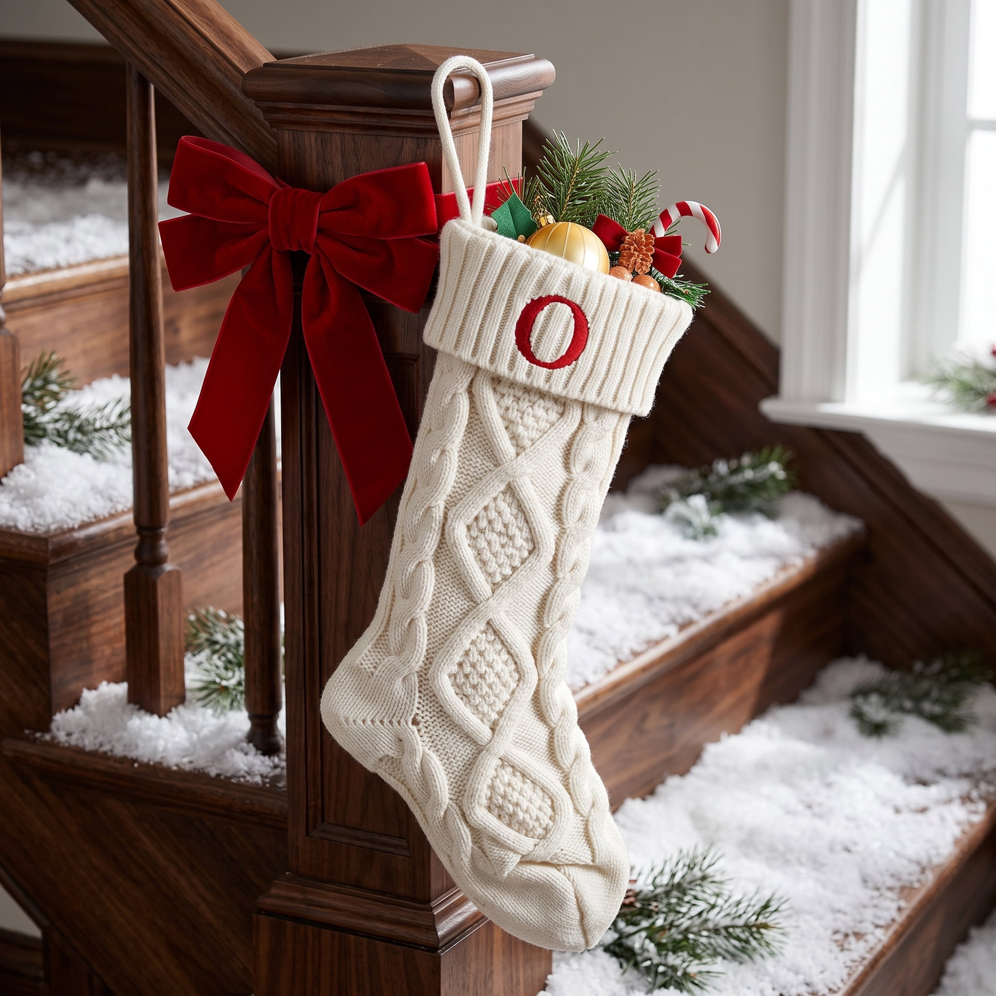 Unique Bargains Canine Bone Christmas Stocking Luxury Puppy Holiday Keepsake Sack Letter O 17"