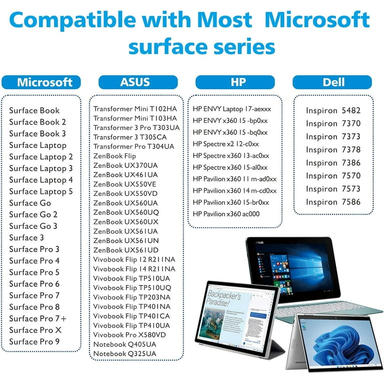 Penna stilo per Surface USB-C Ricarica 4096 per Microsoft Surface Pro 8 7 6 5 4 3 X/Surface 3/Go 3 2/Laptop 4 3 2/Libro 3 2 1  7