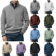 thumbnail image 5 of CONZONE Mens Pullover Sweatshirts Long Sleeve Sweatshirt for Men Trendy Solid Color Quarter Zip Stand Collar Fall Hoodie Sweatshirt, 5 of 5