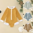 thumbnail image 6 of TOOYOU Girls One-Piece Swimsuit Summer Toddler Long Sleeve Solid Color Ruffles Beach Onesie Swimsuit Bikini Sweet Girl Matching Swimsuit Size 2-3 Years Yellow, 6 of 6