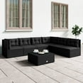 thumbnail image 1 of vidaXL 6 Piece Garden Lounge Set with Cushions Black Poly Rattan, 1 of 5