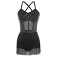 thumbnail image 4 of Moggemol Ensemble de Robe de Danse Latine à Paillettes pour Femmes, Justaucorps, Tango, Salsa, Rumba, Cocktail, Soirée, Noir TTG, 4 of 6