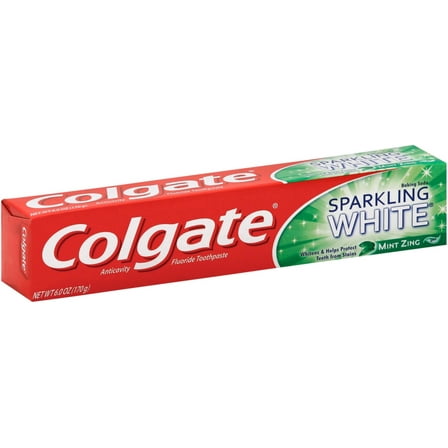 Colgate Sparkling White Baking Soda Anticavity Fluoride Toothpaste, Mint Zing 6 oz (Pack of 3)