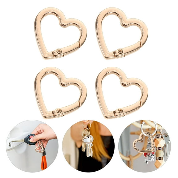 OULII 4Pcs Zinc Alloy Heart Snap Hook Keychain Clip for Backpack and Purse