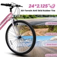 thumbnail image 4 of 24 Inch Mountain Bike for Girls Women, 21 Speed Mountain Bicycle with V-Brake and Carbon Steel Frame, Female Commuting City Bike to School Work, Pink, 4 of 12
