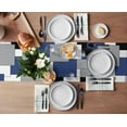 thumbnail image 3 of Table Runner Dresser Scarves 72 Inch Long, Blue Black White Grey Art Linen Dining Table Runners Splicing Modern Color Block Tabletop Scarf for Wedding Holiday Party Kitchen, 3 of 7