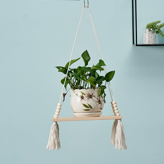 LEXSOMEO Wall Hanging Shelf Indoor Rope Plant Pot Storage Rack Bedroom Wall Plant Hanger