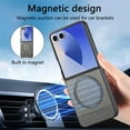 thumbnail image 3 of for Samsung Galaxy Z Flip 7 Case, PU Leather + PC Frame + Fabric, Ultra Slim Lightweight Protective Phone Cover, MagSafe Compatible, Supports Magnetic Car Mount, Drop Protective, Gray, 3 of 9