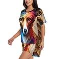 thumbnail image 2 of Fotbe Colorful Art Dog Print Pajama Set for Women 2 Piece Loungewear Short Sleeve Tops and Shorts Set Soft Sleepwear-4X-Large, 2 of 7