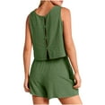 thumbnail image 6 of Dazajoo Women's Summer 2 Piece Outfits Shorts Sets Sleeveless Crop Tank Top and High Waisted Shorts with Pockets,Army Green,XL, 6 of 9