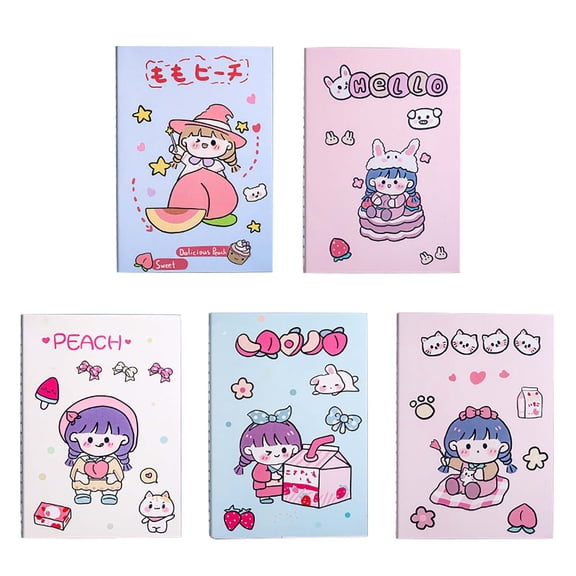 WUYVCG Back to Schòòl Under $10 5 Pcs A5 Car Line Notebook 8 Inch X 5.5 Inch Cute Cover Notebook 0.8mm Ruled 30 Sheets(60 Pages) for Study And Good Gifts