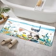 thumbnail image 3 of Funny Cat Bathroom Rugs, Teal Blue Ocean Fish Shower Curtain Funny Bathroom Rugs Set for Kids Bathroom, Ocean Animal Starfish Fish Turtle Bathroom Rugs Funny Cat Bathroom Rug Mat 17X48inch, 3 of 3