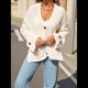 thumbnail image 4 of Suéter de Punto Grueso para Mujer, Cárdigan de Larga con Cuello en V, Botones y Bolsillo para Otoño e Invierno. Albaricoque L, 4 of 10
