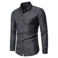 thumbnail image 2 of IROINNID Plain Long Sleeve Shirts for Men Comfy New Shirt Business Turndown Collar Blouse & Shirt Discount,Black, 2 of 7