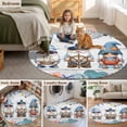 thumbnail image 5 of Summer Gnomes Nautical Round Area Rug 7Ft Washable Circle Rugs for Dorm Laundry Room, Blue Coastal Grey Wooden Non-Slip Carpet Floor Mats Indoor Outdoor Carpet Runner Aesthetic Home Decor, 5 of 8