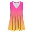 thumbnail image 3 of Plebaso V Neck Tank Tops for Women Gradient Color Ruffle Shirts Flowy Sleeveless Womens Summer Blouses, 3 of 5