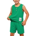 thumbnail image 2 of Rvasteizo Boys Girls Outfit Set Fabric Sleeveless Top Short Pant Toddler Loungewear Outfit for 0-10 Years, 2 of 5