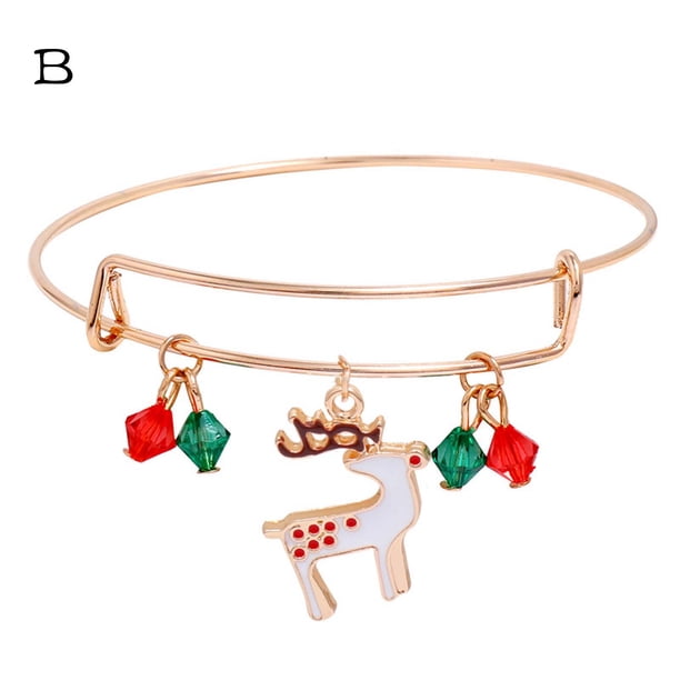 Pulsera para mujer, regalo de Navidad, pulsera de cristal expandible de Papá Noel para niñas y mujeres, ideal para Acción de Gracias, pulsera de moda.