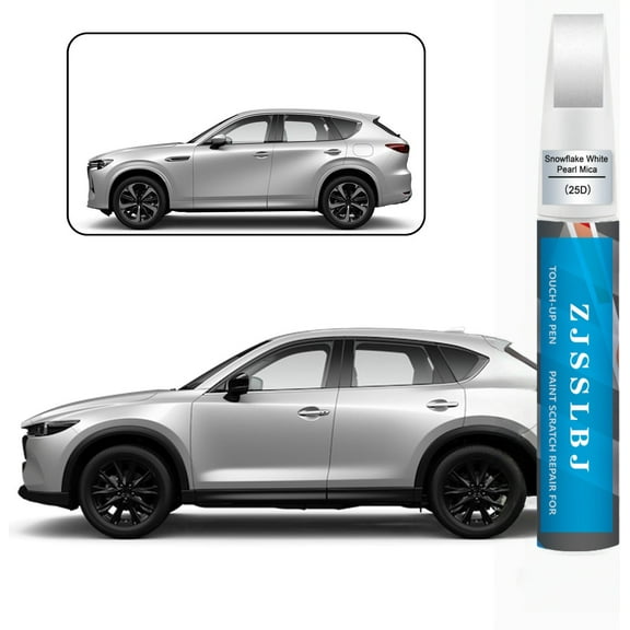 Car Touch Up Paint(Snowflake White Pearl Mica(25D)) for Mazda, Car Paint Scratch Repair Kit, Quick & Easy Solution to Repair, 2 in 1 Scratch Remover Pen with Color-Matched