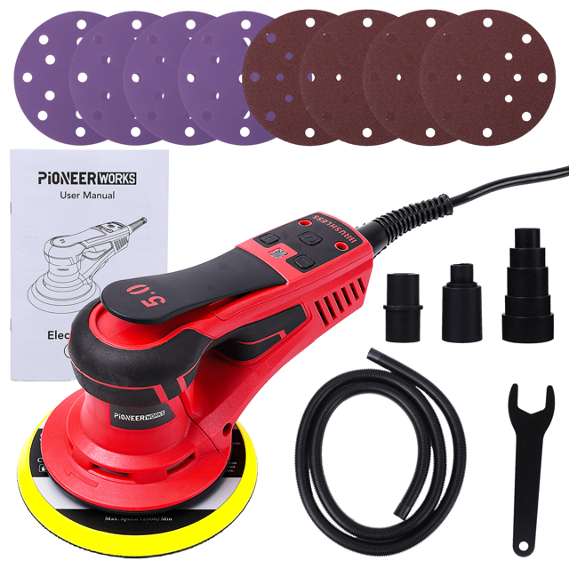 Electric Random Orbital Sander, 350W 6 inch 10000 RPM Low Vibration Polisher Sander with 20 Sander Papers