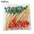 thumbnail image 6 of 100 Count Vintage Christmas Cocktail Picks - Disposable Bamboo Appetizer Skewers for Holiday Party, Fruit Platter, and Christmas Decorations, 6 of 10